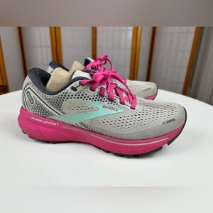 Brooks Ghost 14 Running Shoes - Grey/Pink - Size 8